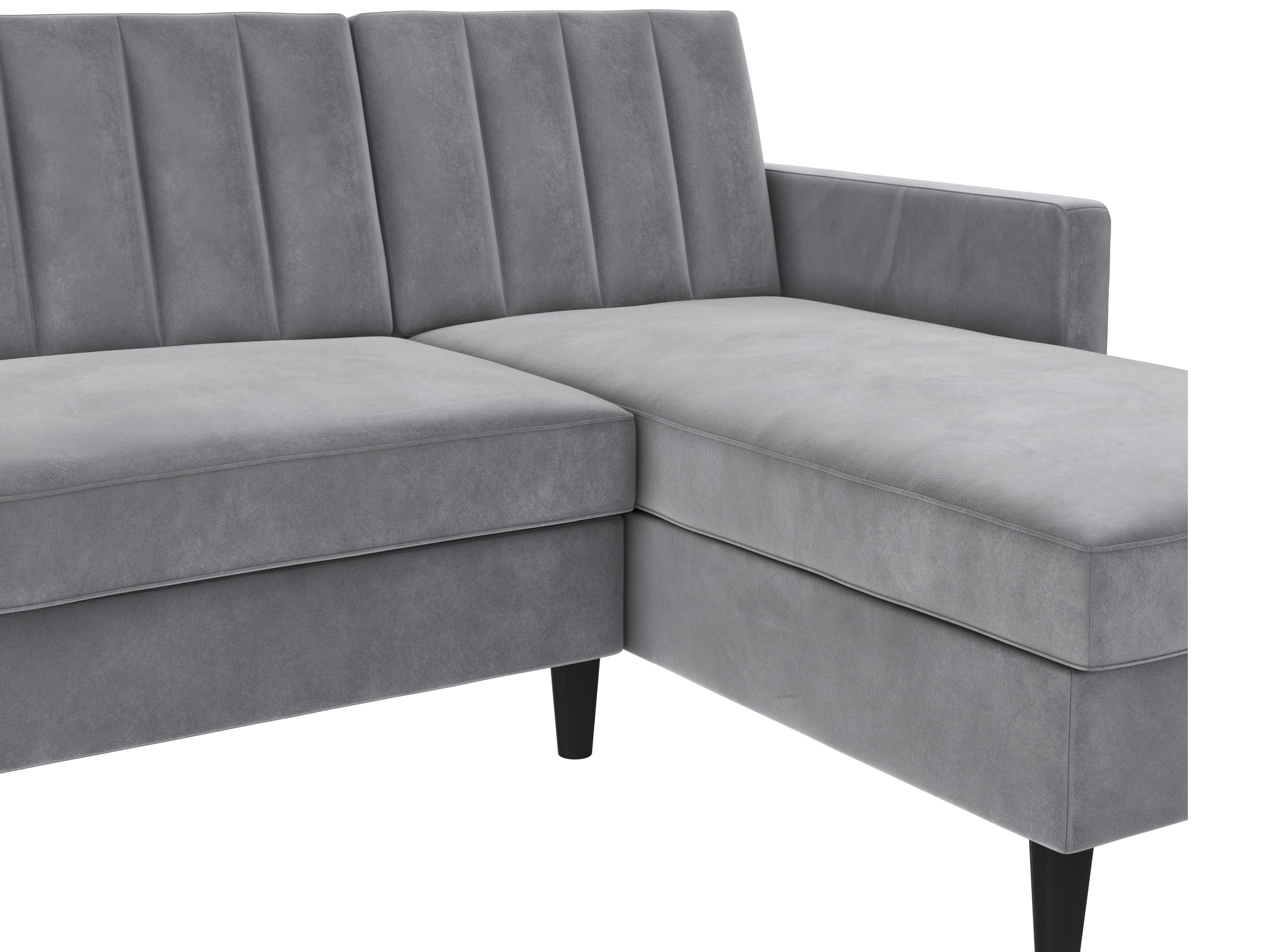 CELINE - Canapé-lit 3 places avec méridienne en velours gris