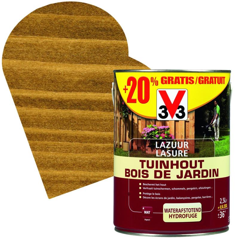 Lasure Bois de jardin brun foncé 2,5   0,5 L gratuit V33
