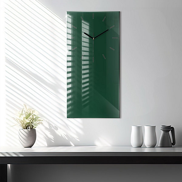 Horloge murale Wallfluent 30x60 cm Aiguilles noires Vert bouteille 1 pcs