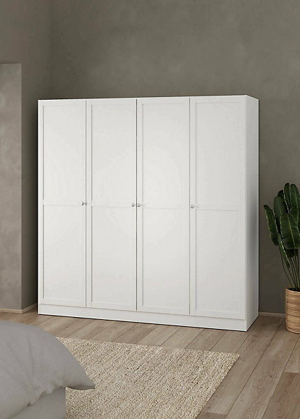 Grande Garde-robe Presidenti, Meubles de chambre, Penderie de plain-pied, Placard à vêtements, 196x62 h200 cm, Blanc