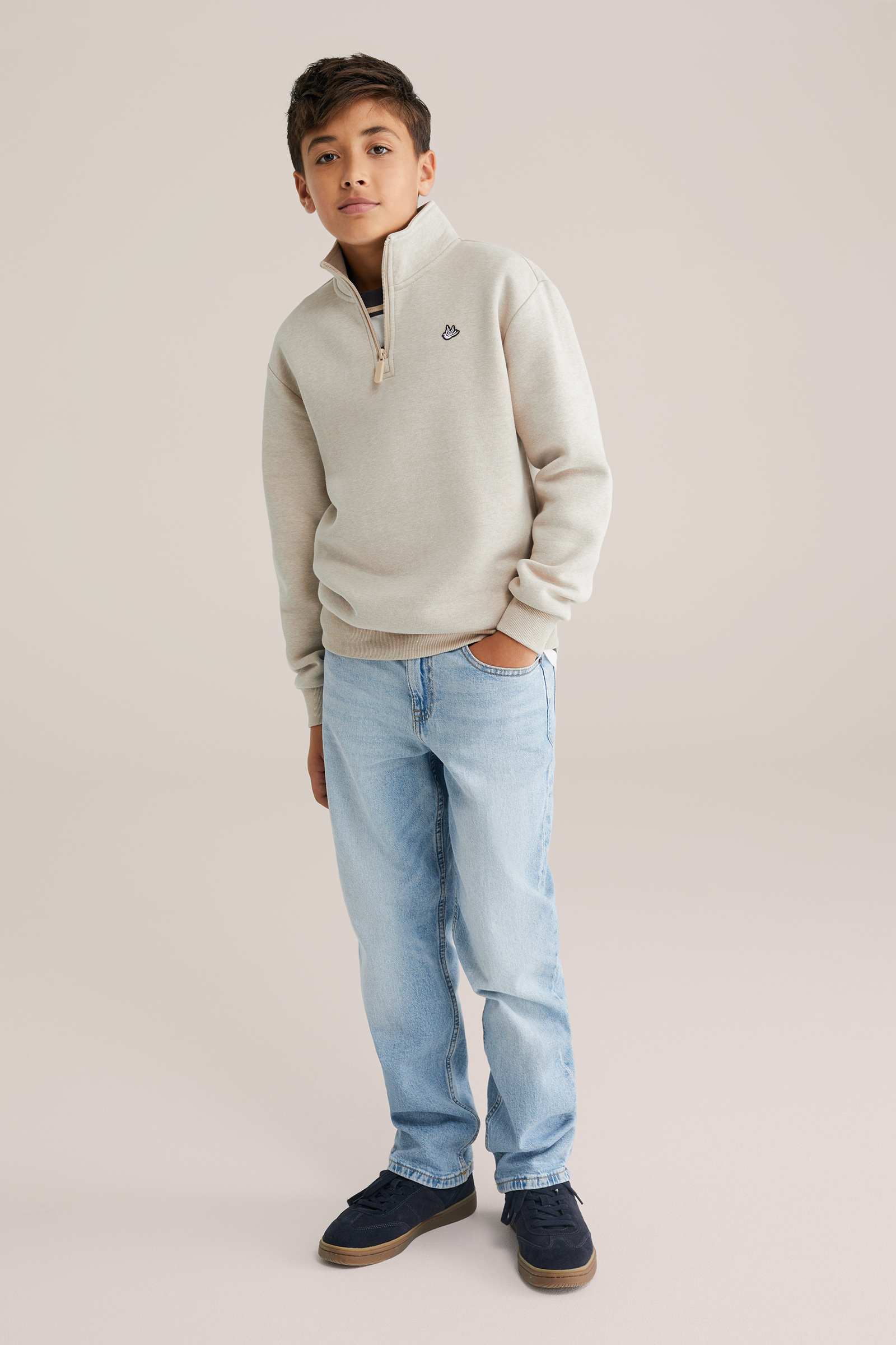 Jongens trui met quarter-zip en embroidery