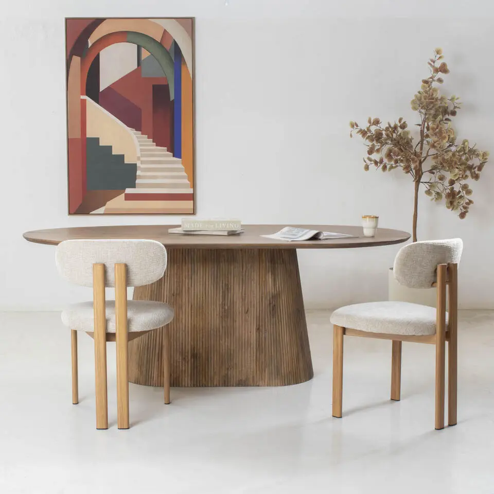 Eettafel Ovaal Naturel Hout - 240x110x76cm - Salvador