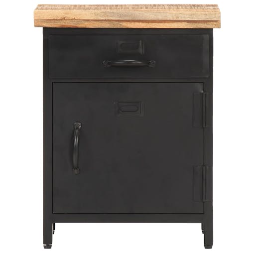 NNEVL Bedside Cabinet 40x30x52 cm Rough Mango Wood