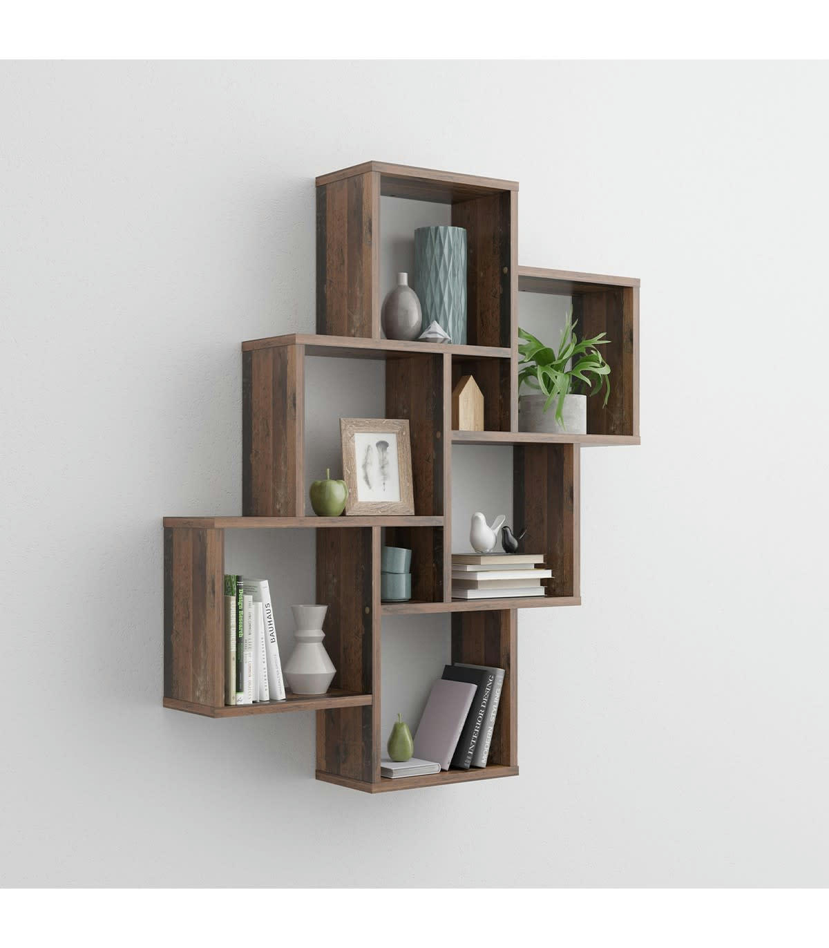 LAURIO - Étagère Murale Flottante 8 Compartiments