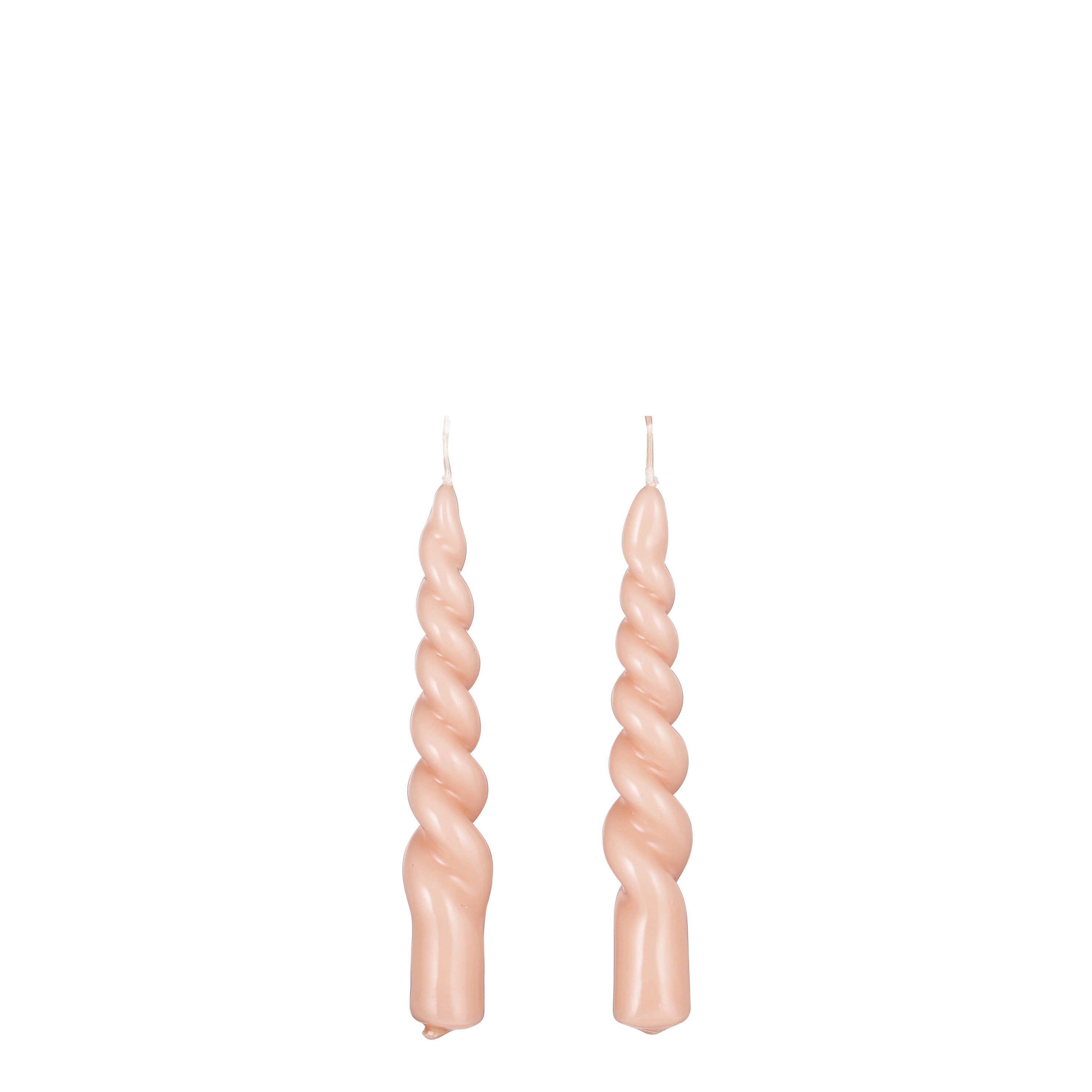 Mica Decorations Twist Kaars - Set van 2 - H15 cm - Roze, glanzend