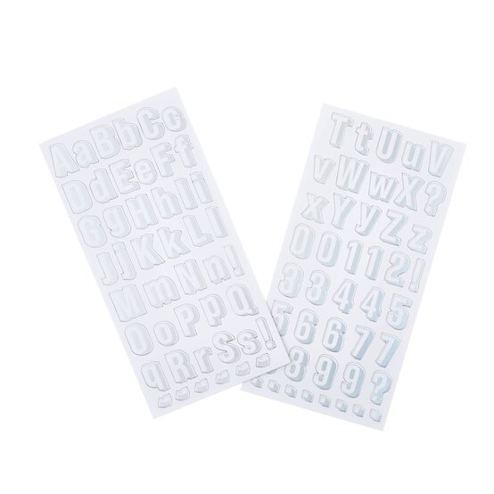 Silver Holographic Alphabet Chipboard Stickers 90 Pieces