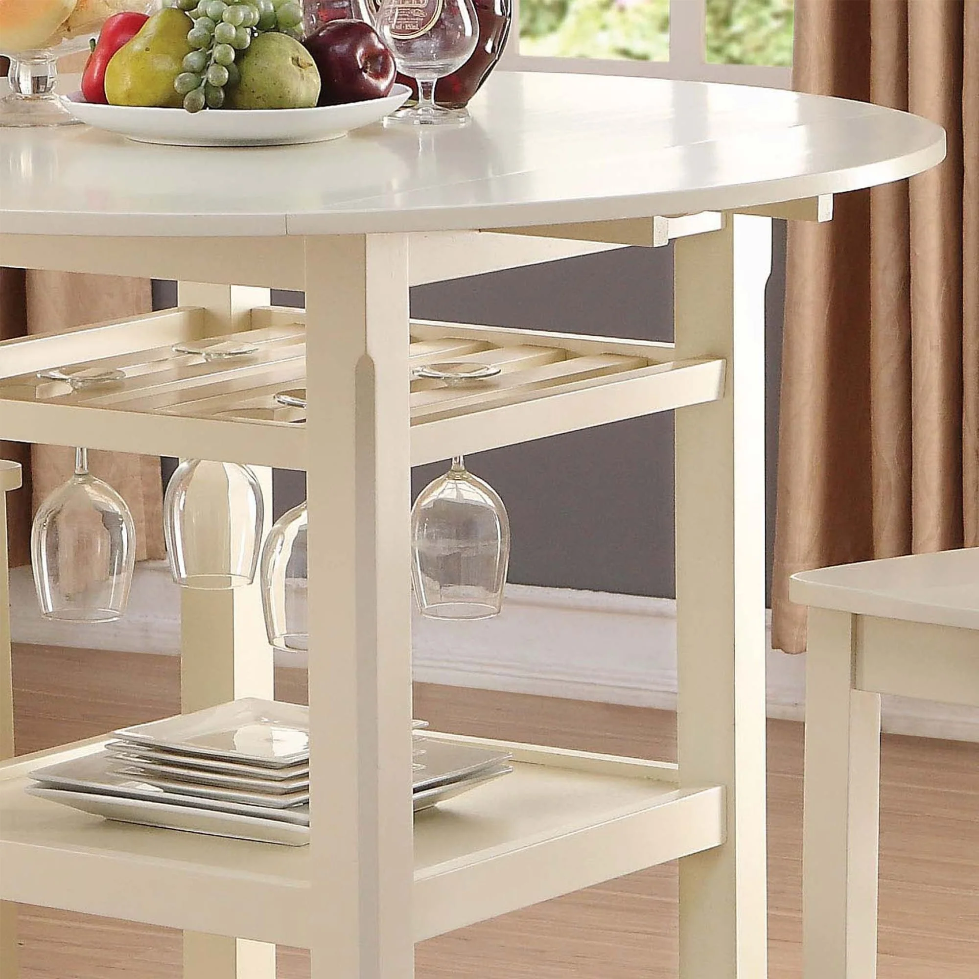 Cream 2-Shelf Counter Height Table,exclude chairs