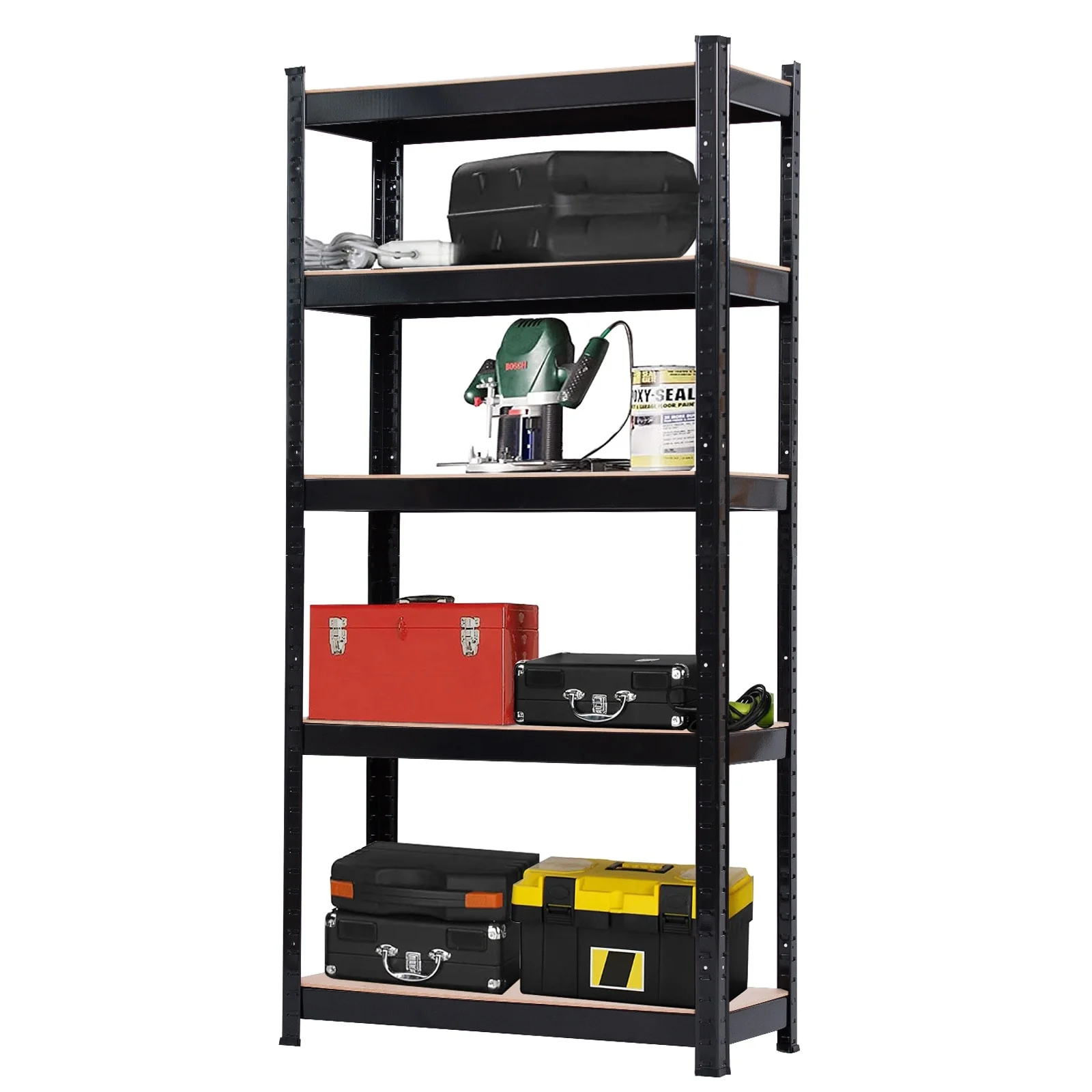 5 Tier Heavy Duty Metal Shelving Rack Unit Garage Storage Shelf Black
