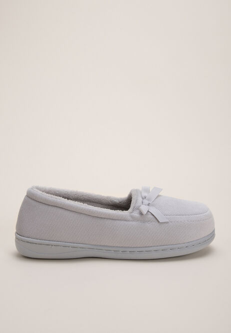 Womens Grey Woven Closed Back Slippers