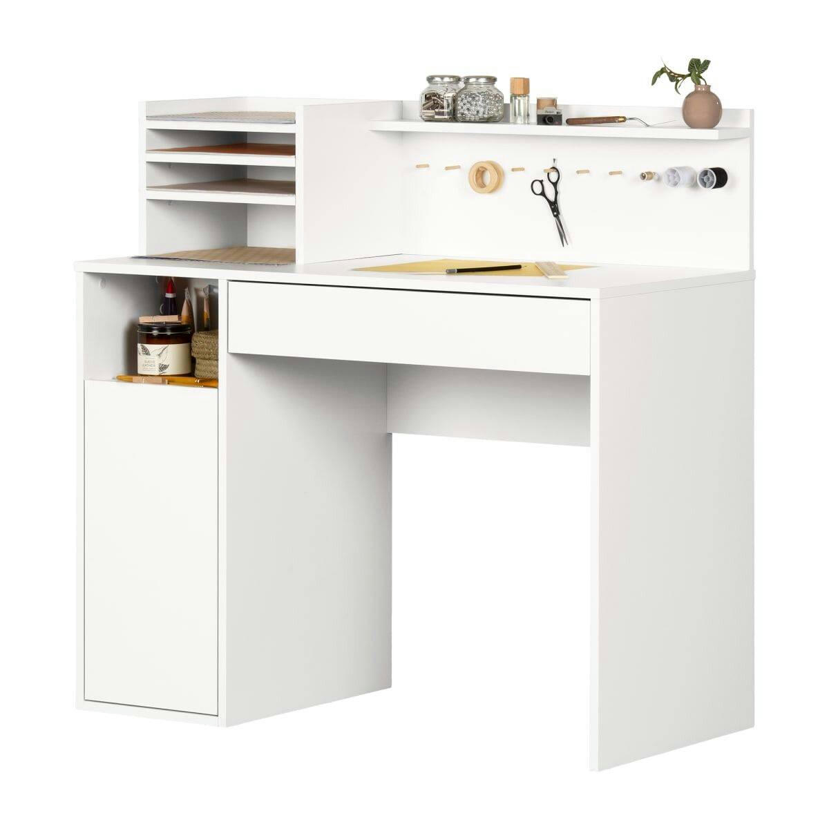 South Shore Crea Craft Table with Hutch
