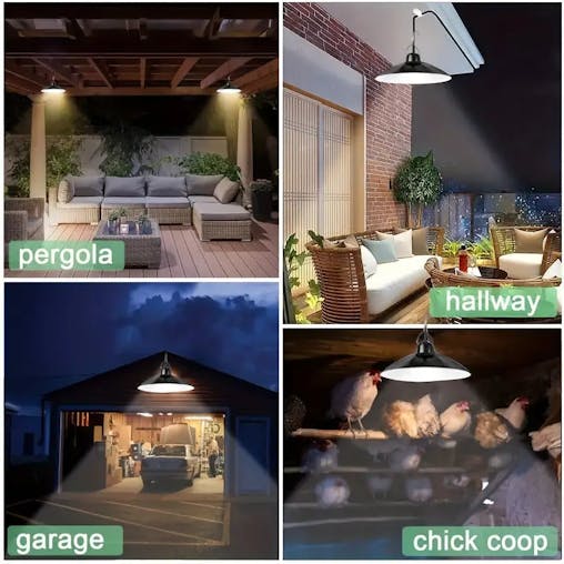 NNETM Double Head Solar Hanging Light Motion Sensor - LED Pendant Lamp with Remote Control