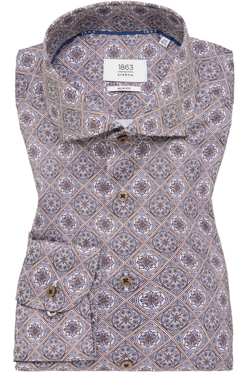 ETERNA 1863 Slim Fit Hemd beige/braun, Bedruckt
