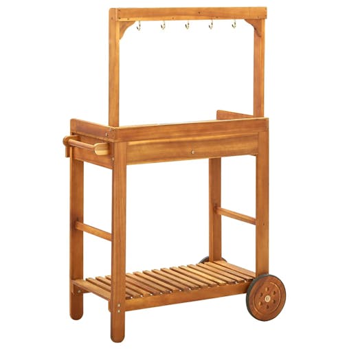 NNEVL Garden Kitchen Trolley Solid Wood Acacia 92x43.5x141.5 cm
