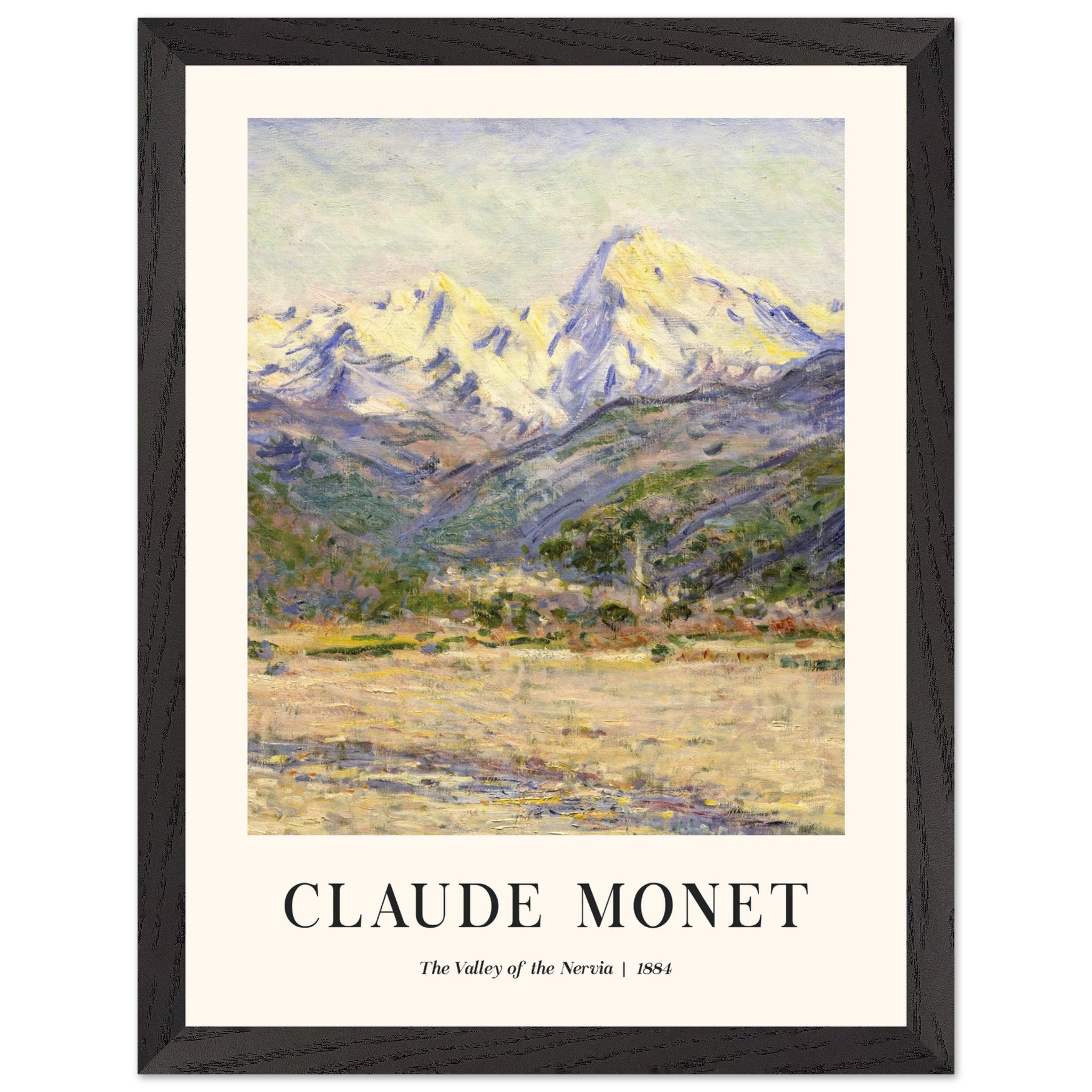 Artfulprints Poster met Lijst Claude Monet - The valley of the Nervia  - 30x40 cm - Bruin