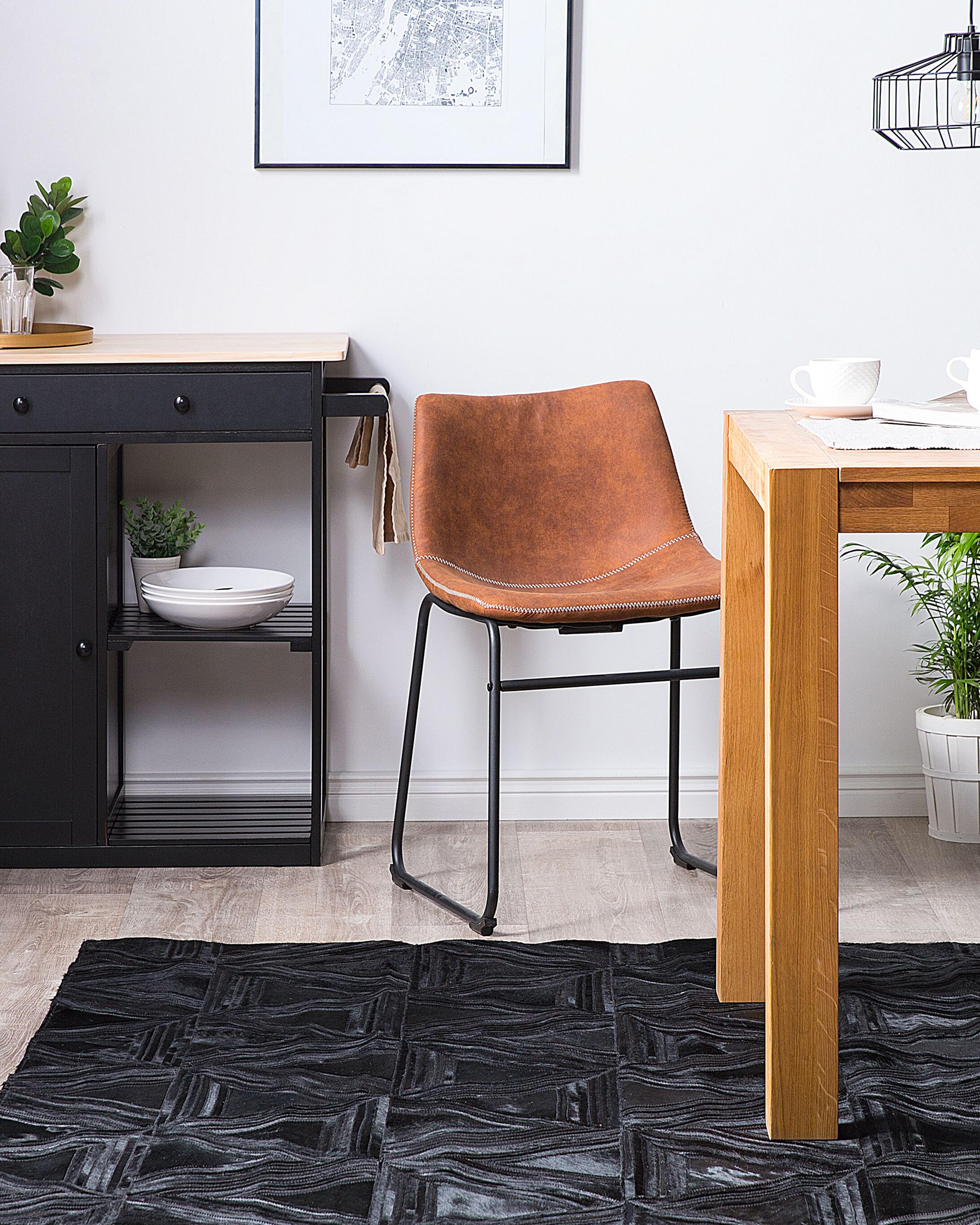 Rug KASAR Black 140 x 200 cm Leather