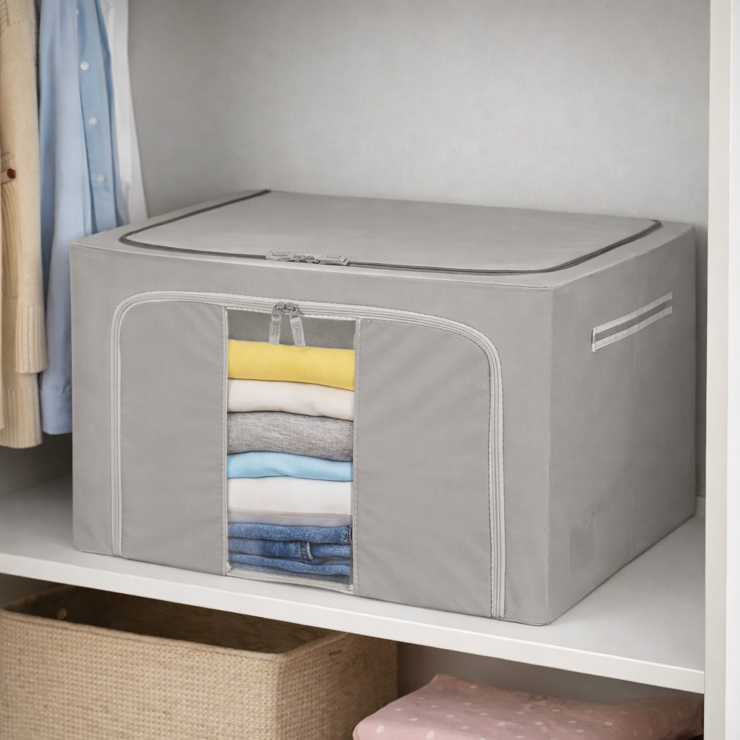 Scatola armadio doppia cerniera 62x44x40 cm grigio
