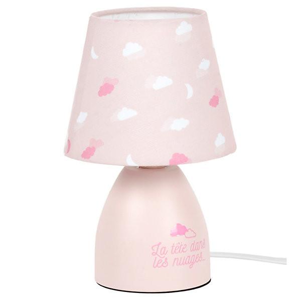 Lampe De Chevet - Home Deco Kids - Colorée - Personnalisable - Rose Et Gris