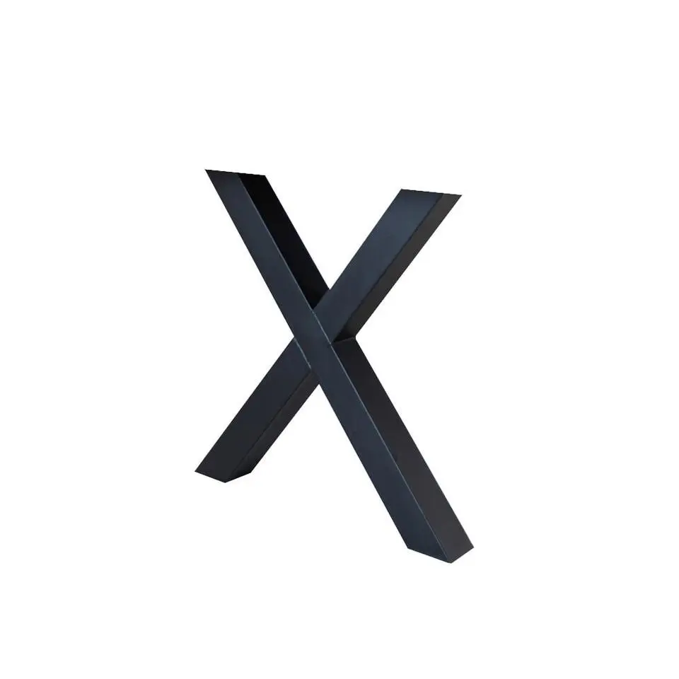 Set van 2 metalen tafelpoten X-frame zwart - 8x70x72 cm - Metaal - Zwart