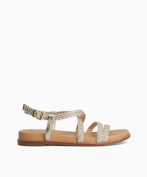 Laite Gold - Metallic Braided Flat Sandals