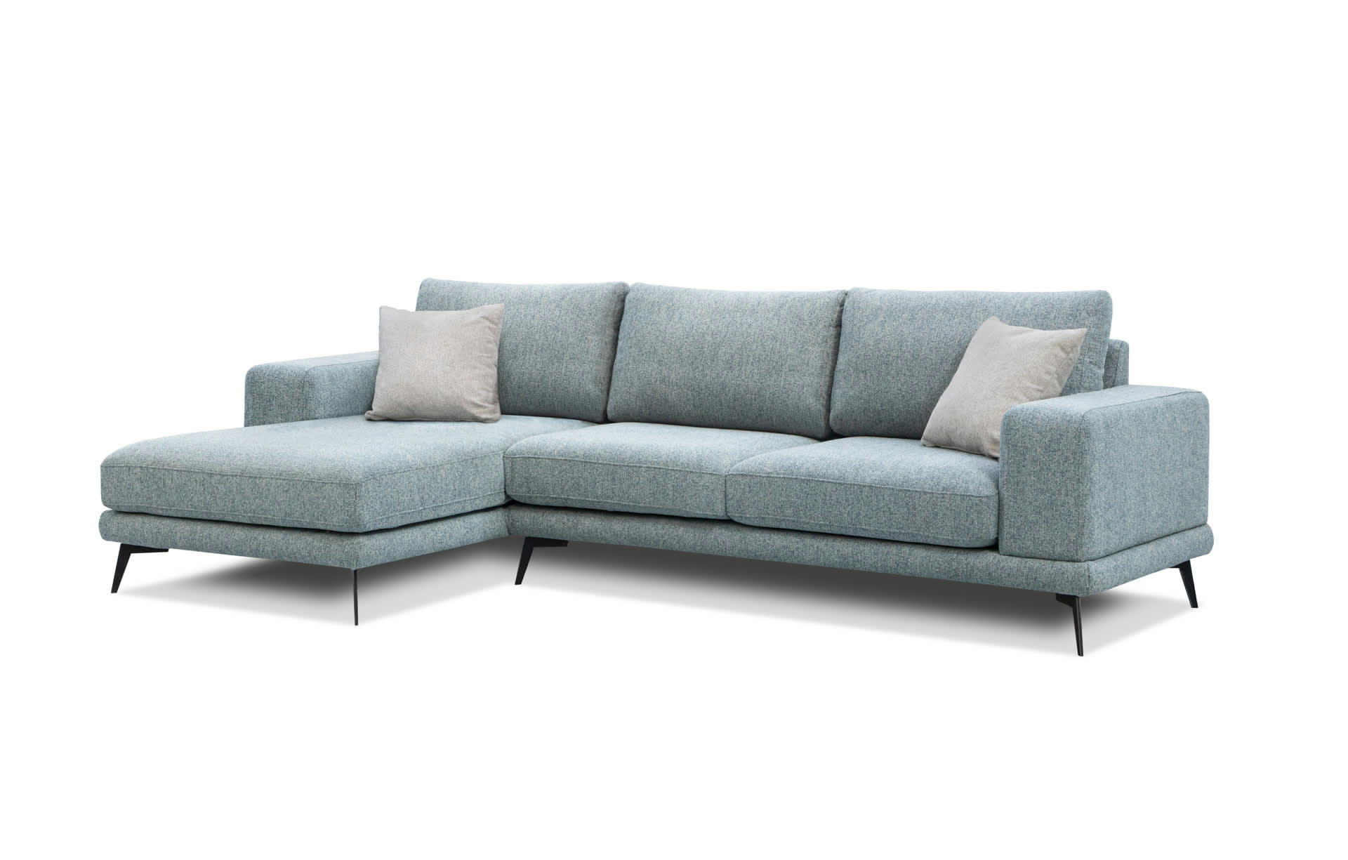 MEDIOLANE - Canapé d'angle gauche 4 places tissu bleu clair