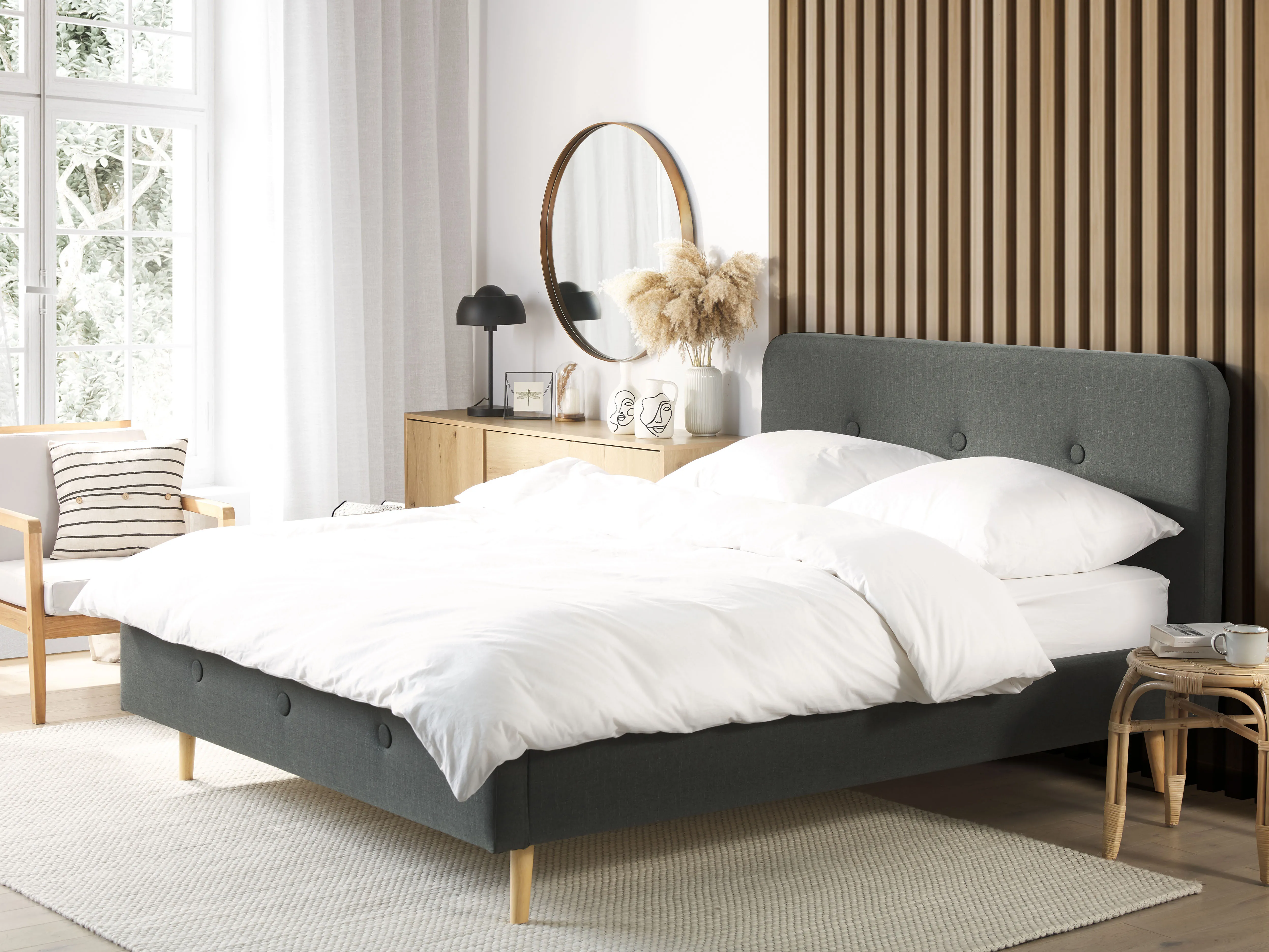 Bed Fabric RENNES 140 x 200 cm (EU Double) Dark Grey