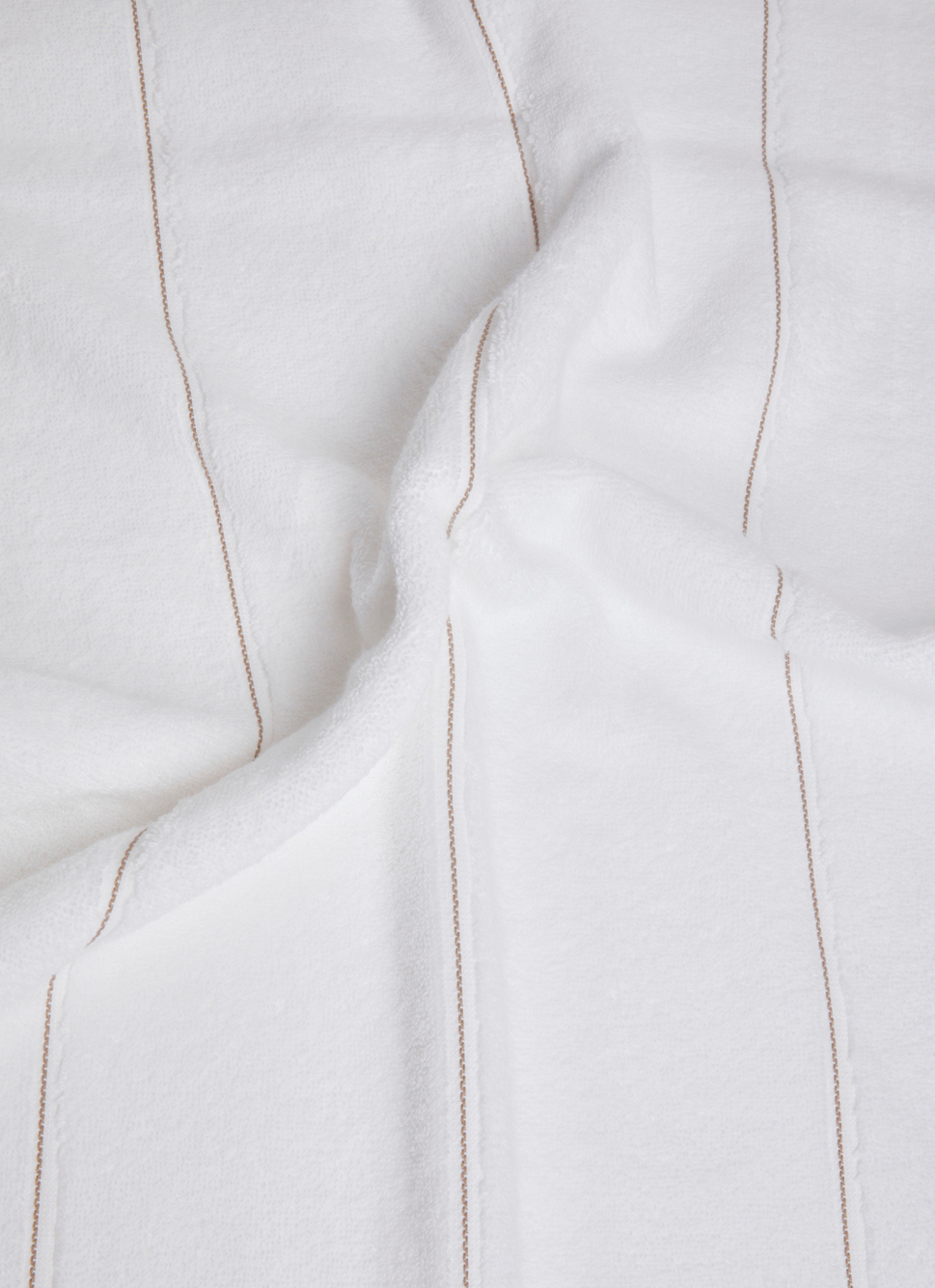 DRAP DE DOUCHE UNI EN COTON AVEC MICRO RAYURE BLANC/BEIGE