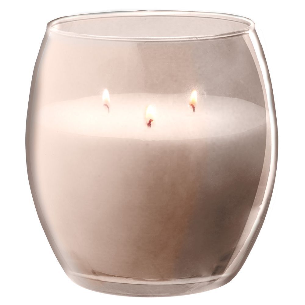 Bougie XL dans verre coloré rose senteur fruit de la passion 36H