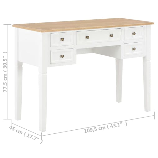 NNEVL Writing Desk White 109.5x45x77.5 cm Wood