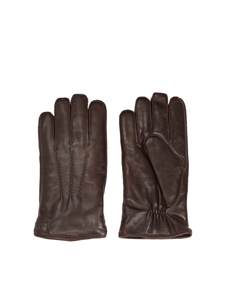Dark brown gloves with touchscreen functionality