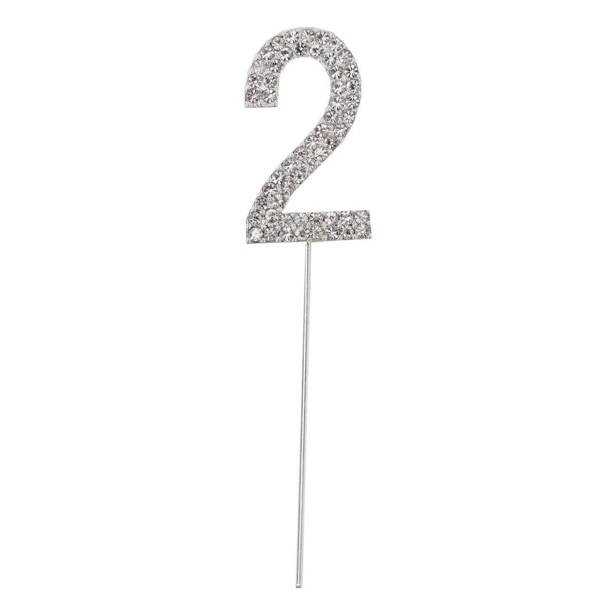 Silver Diamante Number 2 Cake Pick