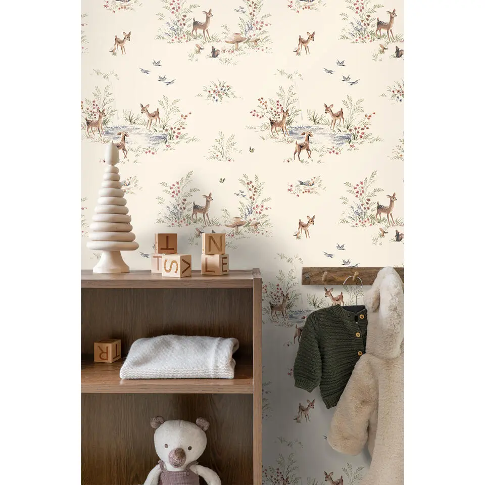 ESTAhome behang hertjes beige - 50 x 900 cm