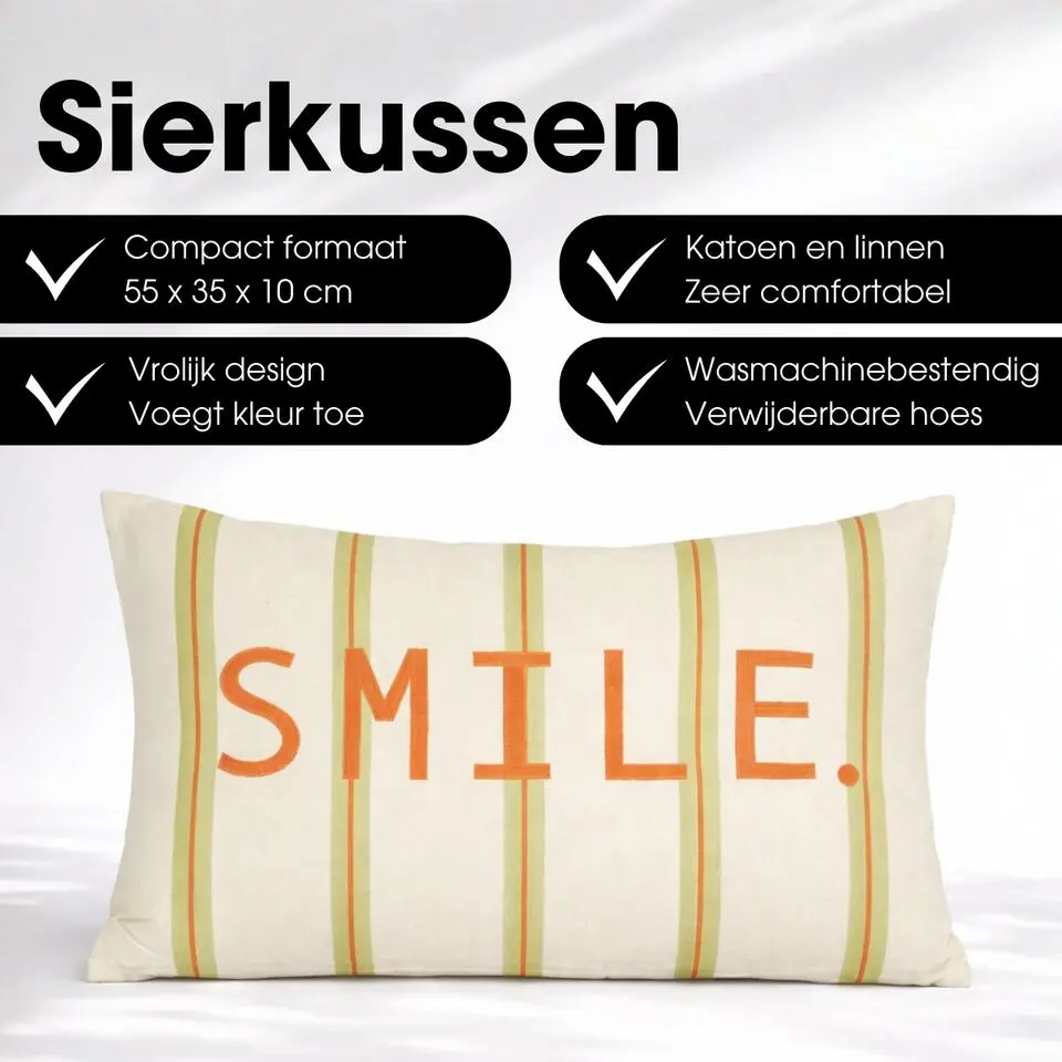 Mica Decorations Smile Sierkussen �?55 x 35 x 10 cm
