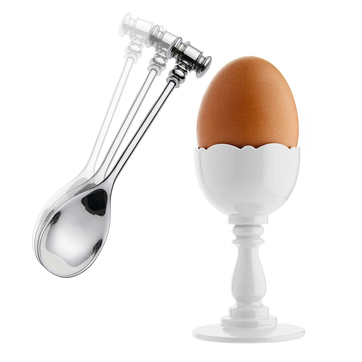 Alessi - Dressed Eierbecher und Eierlöffel, weiß