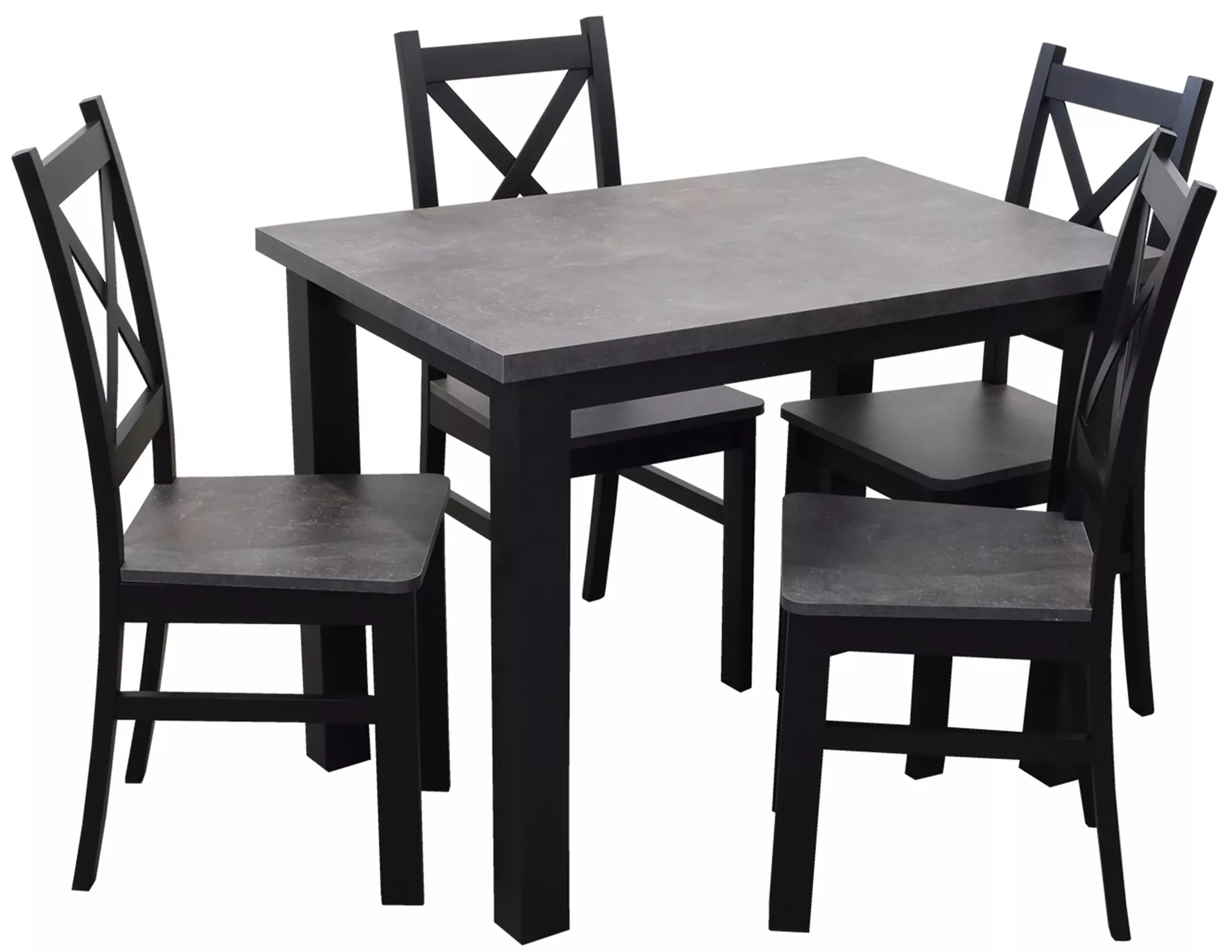 Zestaw stół 120x80 z 4 krzesłami M002-4 Czarny/Beton