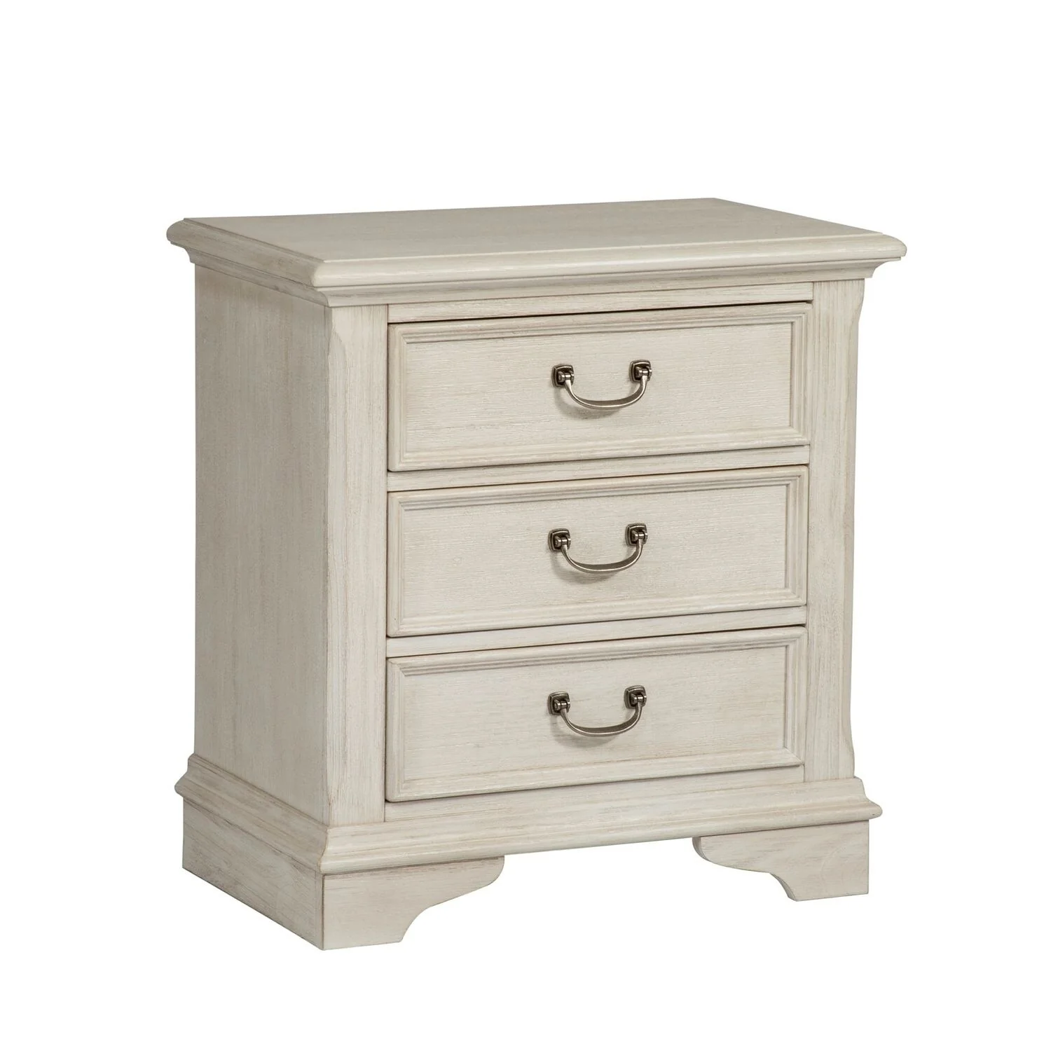 Bayside Antique White with Wire Brushing 3 Drawer Night Stand