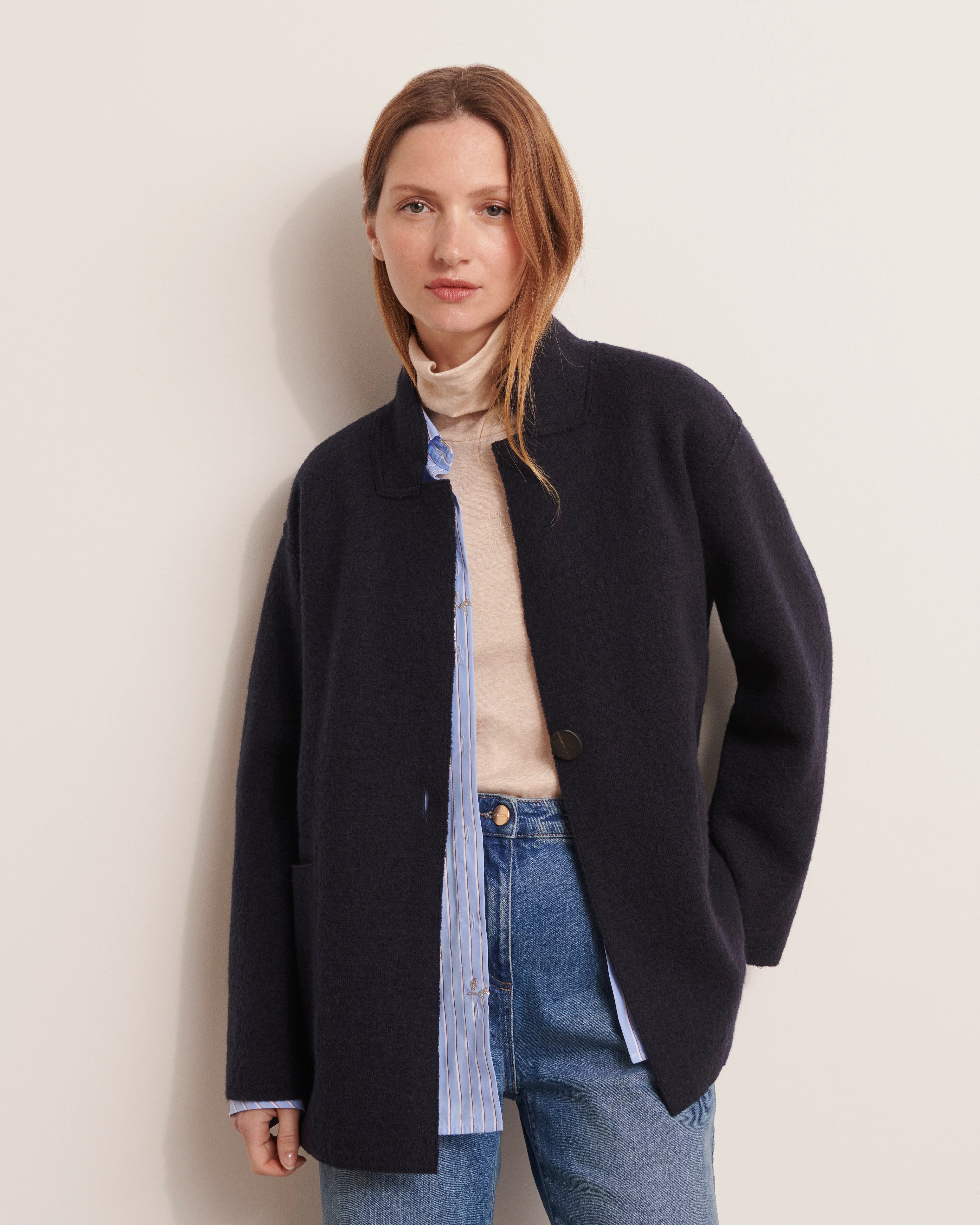 Manteau court en laine bouillie NEWTON/12042/312