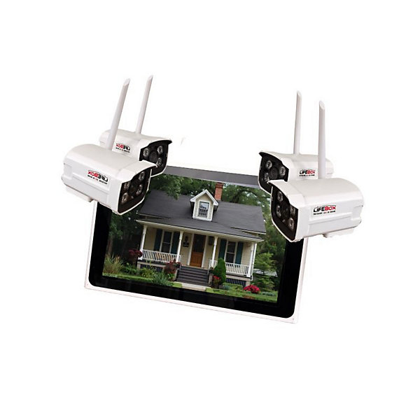 Kit caméra Wi-Fi sans fil avec 4 caméras et Vision nocturne 30mEcran incorporé