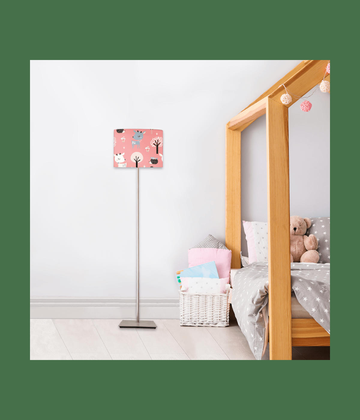 ENFANT - Abat-jour lampadaire enfant Rennes Rose doux D: 45 x H: 25