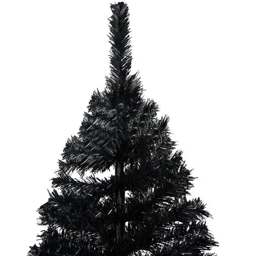 NNEVL Artificial Christmas Tree with LEDs&Stand Black 210 cm PVC