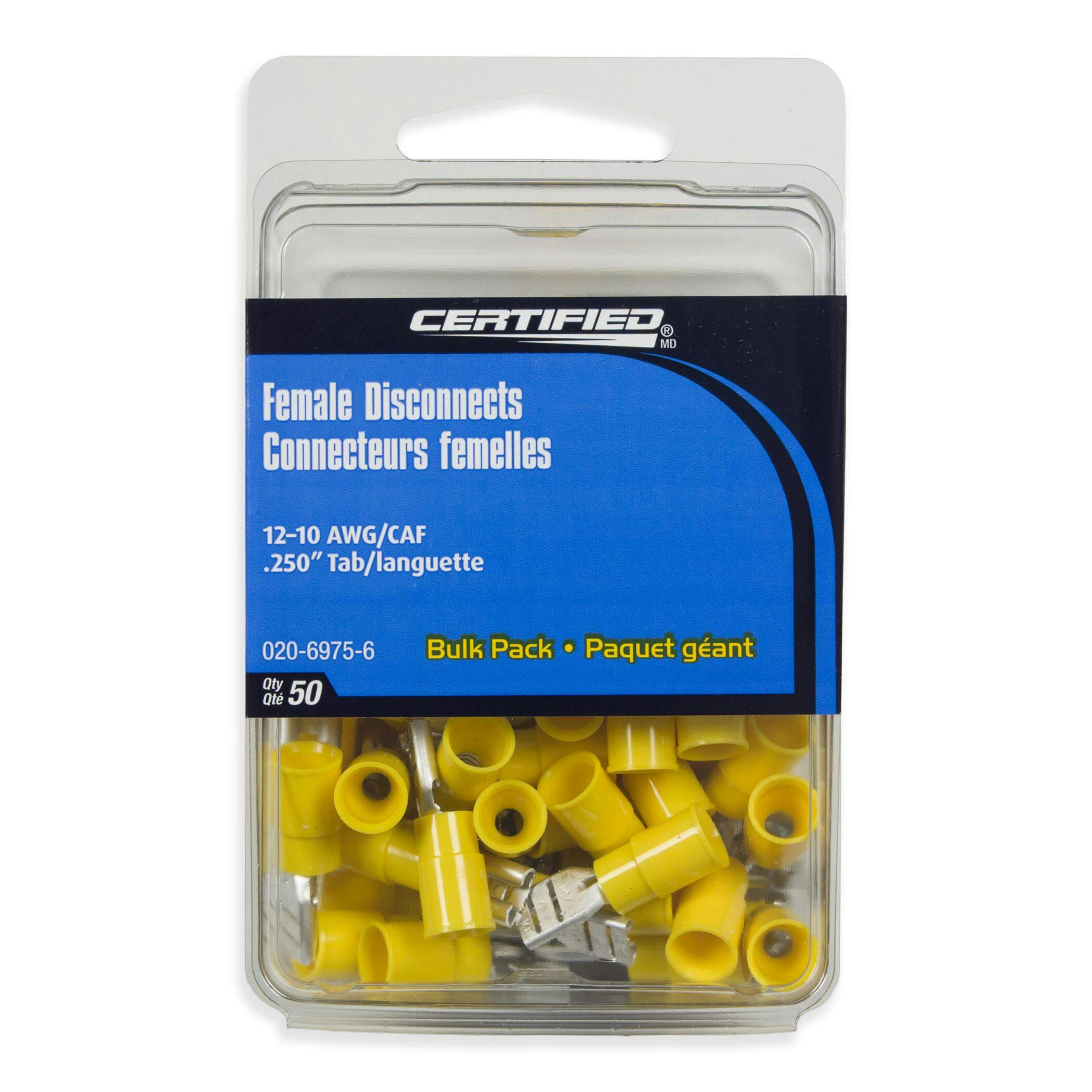 MotoMaster 12-10 AWG Automotive Female Quick Disconnect, Bulk Pack, .250-in, 50-pk