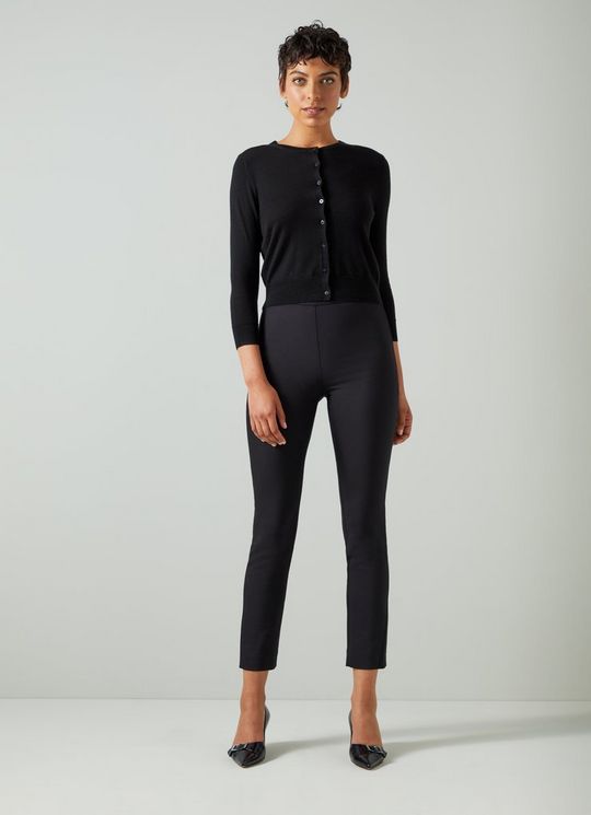Evan Black Crepe Slim-Cut Trousers