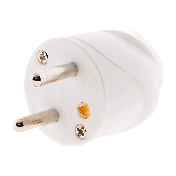 10 fiches mâles coudées 16A 2P T blanc Zenitech