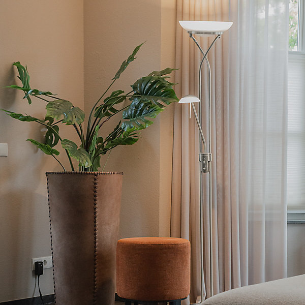 Lampadaire en acier avec LED, variateur et lampe de lecture - Empoli