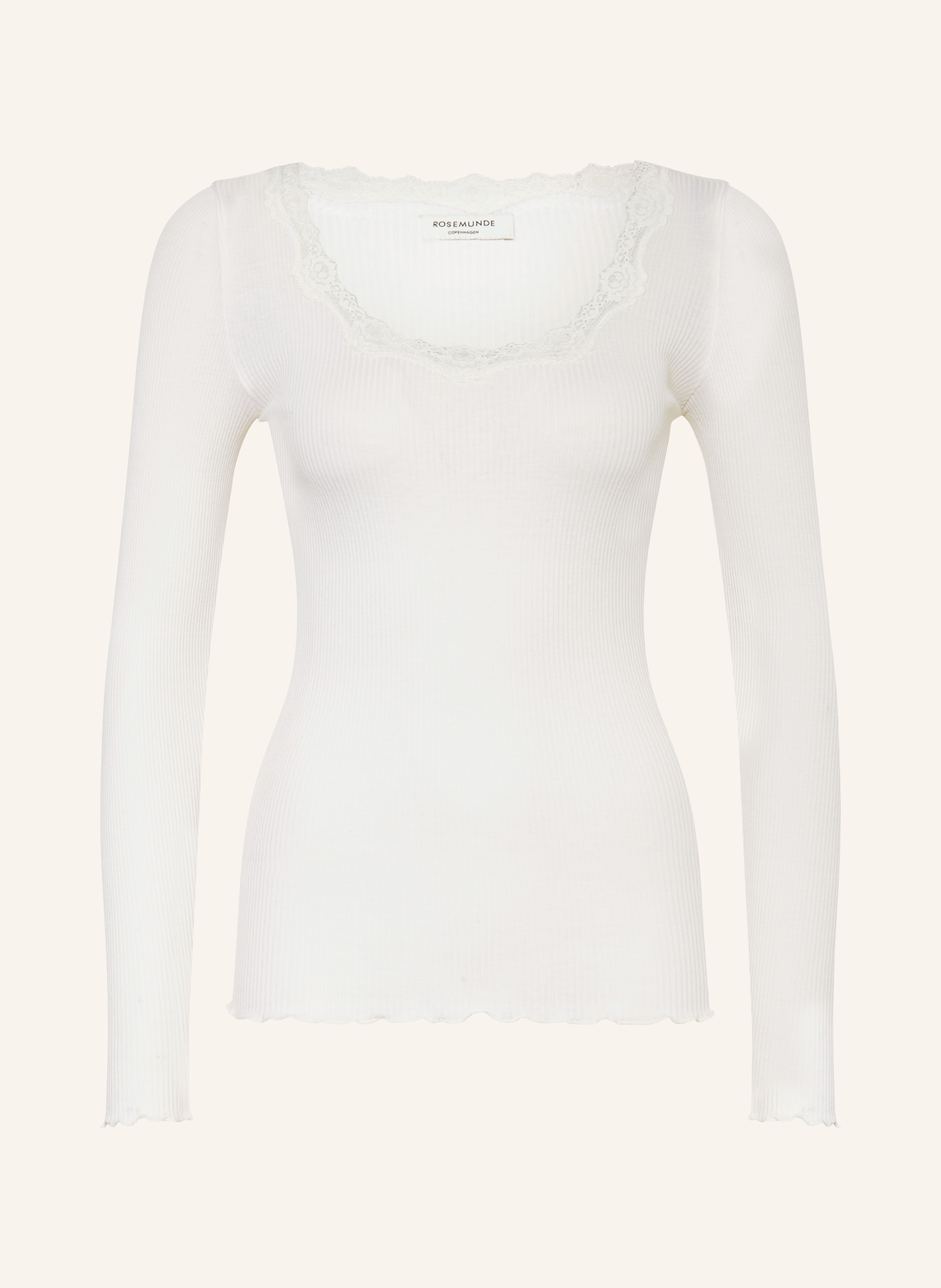 rosemunde Longsleeve BABETTE aus Seide mit Spitzenbesatz