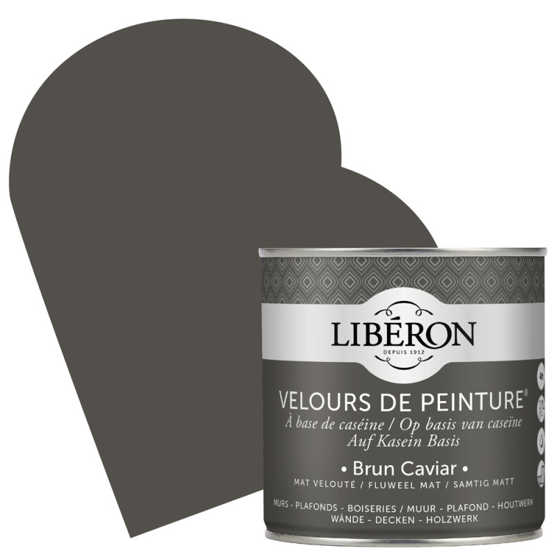 Peinture pour murs Velours de Peinture brun caviar mat 0,5 L LIBERON