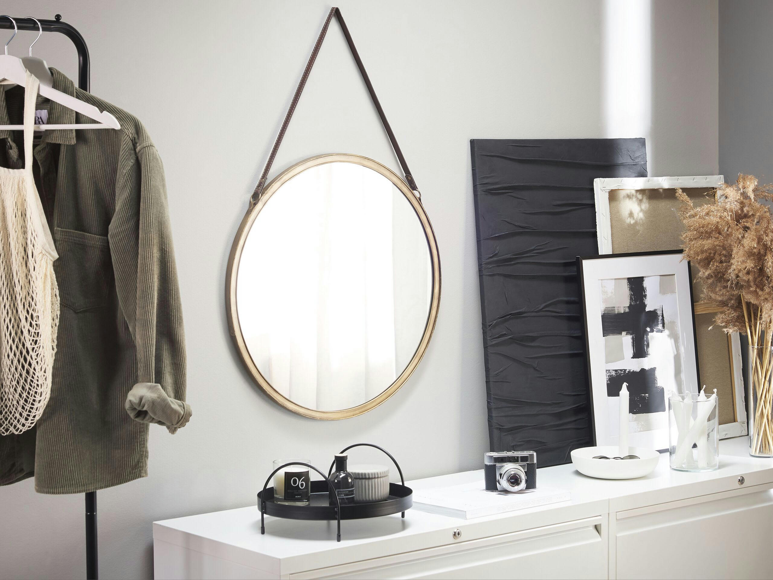 AUTUN - Miroir en métal doré 60x60