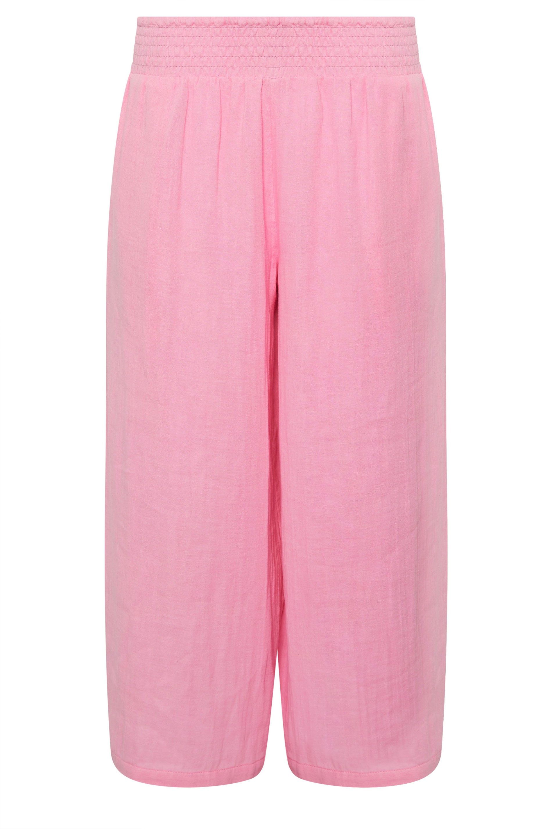PixieGirl Petite Cheesecloth Cropped Wide Leg Trousers