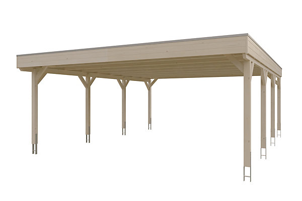 Carport SKAN HOLZ Grunewald 622 x 796 cm planches de toit et EPDM, non traité