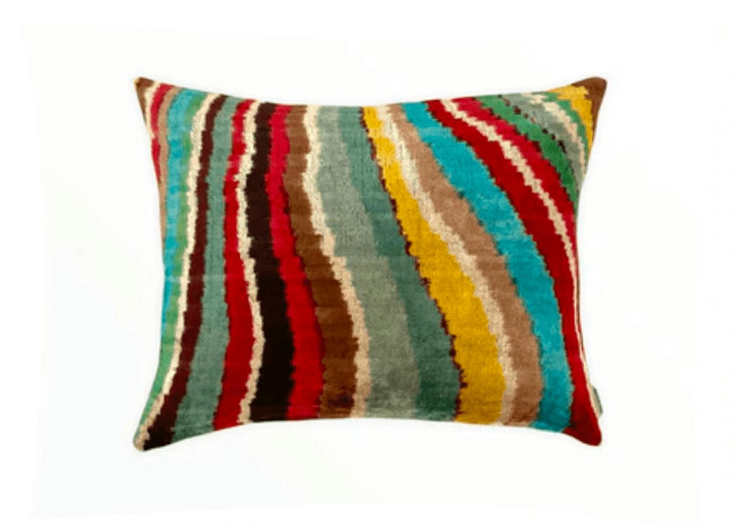 - Housse de coussin velours soie ikat  40x50 multicouleur