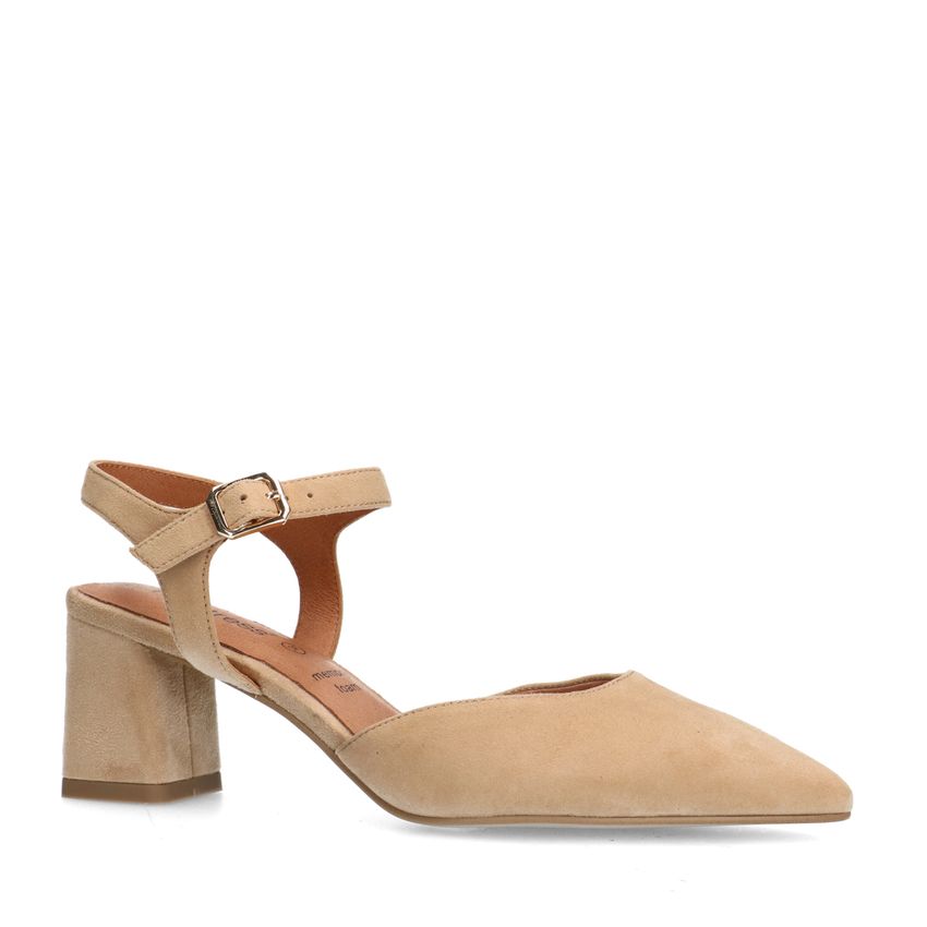 No Stress Beige suède slingbacks